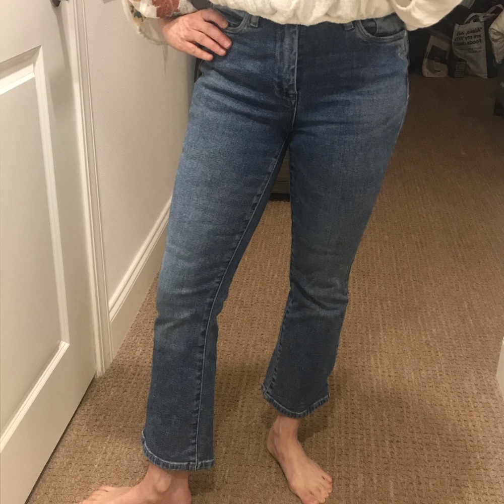 EUC Blank NYC high rise kick flare jean